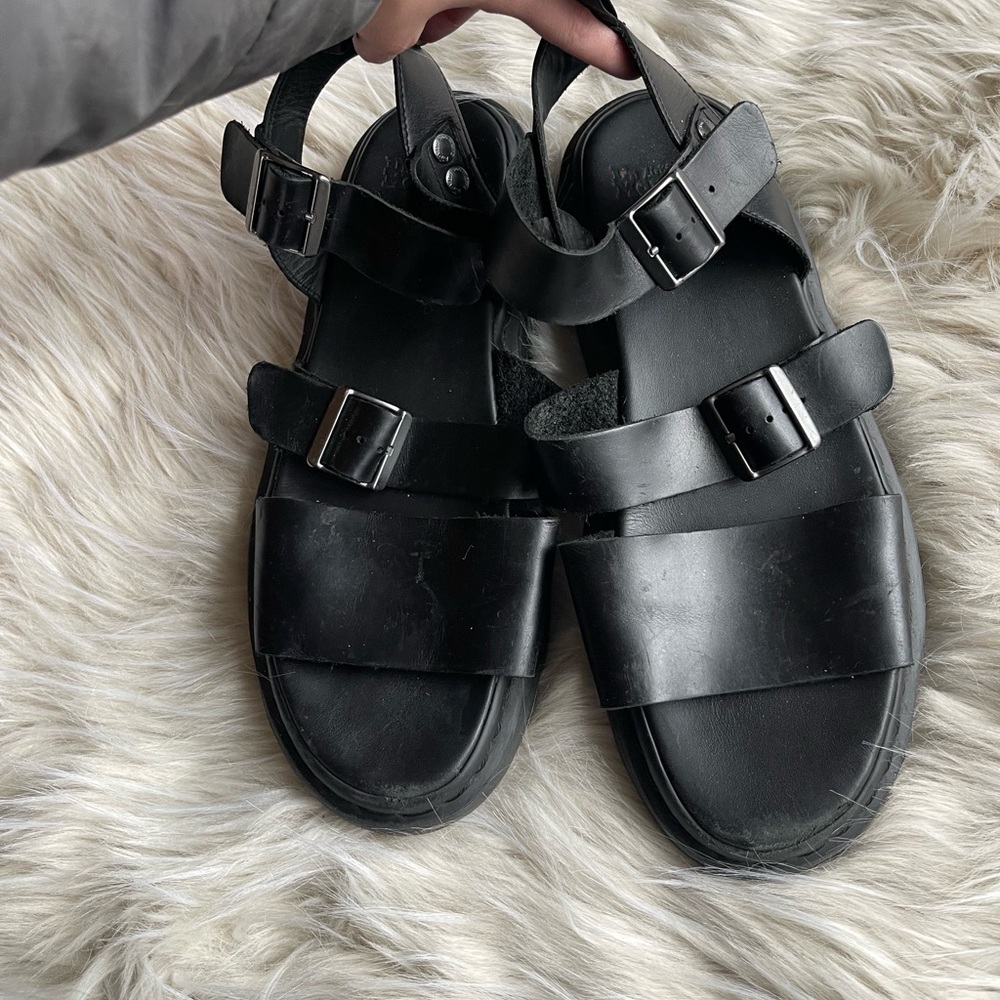 Dr. Martens Gryphon Brando leather sandals black mens size 13, Women’s 14/15 - Picture 2 of 7